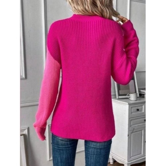 Beautiful Two Tone Drop Shoulder Sweater Pullovers - Picture 2 of 8